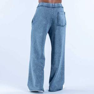 Joggers personnalisés en molleton HQ avec strass en cristal, coupe droite oversize, en coton French Terry, style baggy, délavé à l'acide, évasé, 2026 - Product Image 4