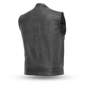 Men's Casual Knit <b>Vest</b> Genuine Leather Shell Pockets Solid Color Windproof Outer Wear Men Leather <b>Vest</b> In Cheap Price - Product Image 4