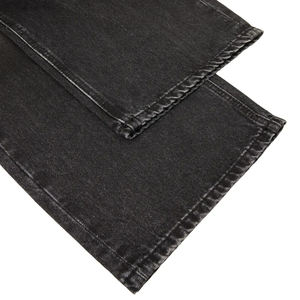 กางเกงยีนส์ผู้ชายสไตล์สตรีทแวร์ฮิปฮอปทรงหลวมขอบดิบฟอกสีซีดแบบขายส่งสั่งทำได้ สีน้ำเงินเข้มทรงตรงขากว้าง - Product Image 4