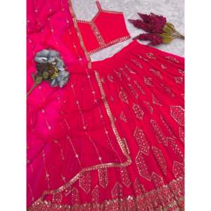 Lehenga Choli de Diseño para Fiesta con Hermoso Bordado, Talla XL - Product Image 4