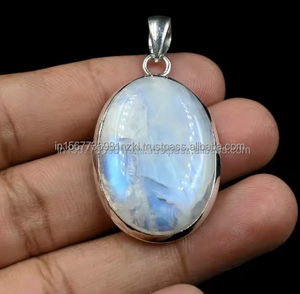 Colgante de Plata de Ley 925 de piedra lunar natural, joyería de piedras preciosas hecha a mano, collar único para ella, regalo elegante, colgante bohemio - Product Image 2
