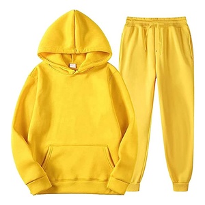 Ensemble pull à capuche et pantalon de couleur jaune unie unie pour hommes du Pakistan au prix de gros - Product Image 1