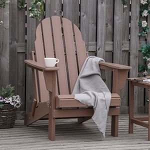 Sedia Adirondack Pieghevole per Tutte le Stagioni in HDPE Marrone per Patio e Spiaggia - Product Image 2