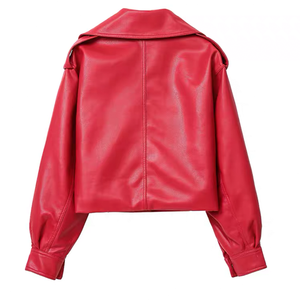 Nouvelle veste courte en cuir PU tendance printemps-automne, coupe ample, coupe-vent pour femmes - Product Image 2