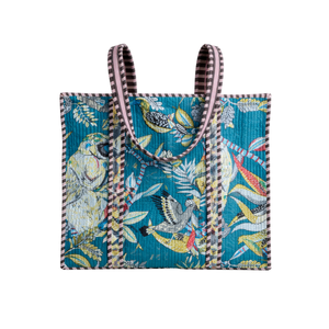 กระเป๋าโท้ทลายป่าแบบขายส่ง ทำจากใยฝ้ายธรรมชาติ กระเป๋าสะพายไหล่เย็บแบบกันธา กระเป๋าถือแบบควิลท์ ผลงานชิ้นเอกคุณภาพสูง - Product Image 1