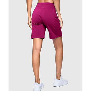 <b>Long</b> Eco-Friendly High Waist Workout <b>Shorts</b> for <b>Women</b> Pockets Quick Dry Breathable Drawstring Closure Spandex/Polyester Fabric - Product Image 2