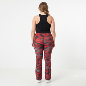 Drawstring Waist Camo Printed <b>Flare</b> Pants Women's Plus Size Yoga Compression Pants <b>Flare</b> Leg Gym <b>Leggings</b> Camo Polyester Tights - Product Image 4