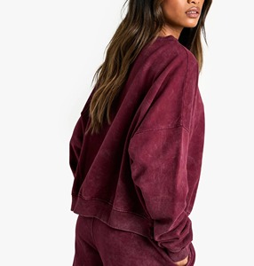 Vente en gros de vêtements pour femmes grandes tailles, vêtements d'hiver pour femmes 2023, pull en molleton vintage, sweat-shirt en coton biologique pour femmes - Product Image 5
