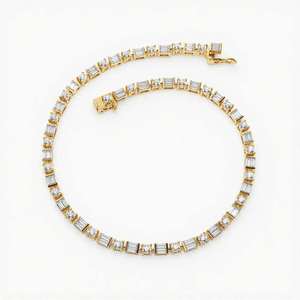 RAMDUT IMPEX Moissanite Tennis Bracelet Silver Plated Baguette Cut Teardrop Sparkling Trendy Elegant Unisex <b>Gift</b> Her Engagement - Product Image 2