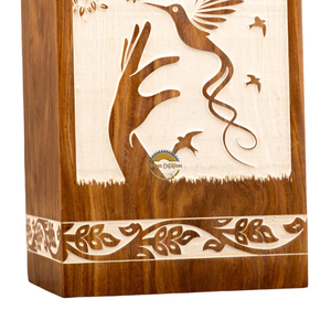 Urne funéraire en bois de rose sculptée à la main AYAANS, très vendue, pour cendres d'adultes, urnes funéraires en gros (6X6X11)IN - Product Image 4