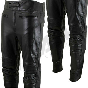 Pantalon de moto en cuir noir pour homme SALVA LEATHER, taille haute, fermeture éclair, coupe droite, imperméable, léger, poches, pour l'hiver - Product Image 4