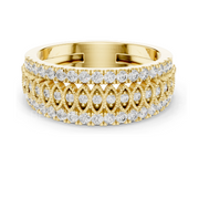 Anillo de Diamantes Cultivados en Laboratorio, Oro Rosa, Triple Hilera, Diseño de Autor, Certificado IGI, Anillo de Boda de Oro Amarillo, Elegante y Contemporáneo - Product Image 5