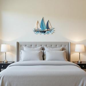 ของตกแต่งผนังรูปเรือใบธีมทะเล งานศิลปะโลหะติดผนังสำหรับตกแต่งบ้านริมชายฝั่ง ห้องนอน ระเบียง สำนักงาน และของขวัญสำหรับบ้านริมชายหาด - Product Image 6