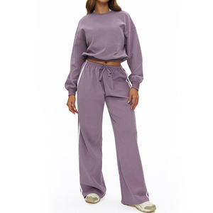 Sweat-shirt pour femme bleu marine à col rond, manches longues, coupe décontractée, couleur unie, 100% coton, à porter toute l'année - Product Image 2