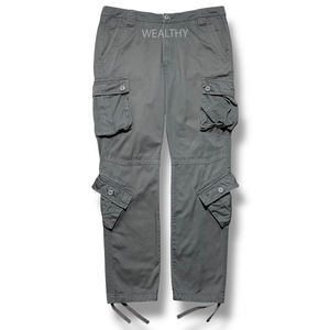 Pantalon cargo large taille mi-haute élastique style streetwear vintage en velours côtelé respirant et imperméable pour femme, avec poches, coupe droite, grandes tailles - Product Image 1