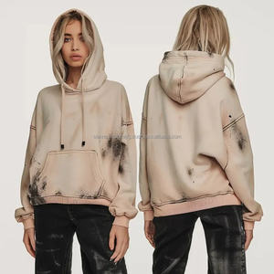 เสื้อมีฮู้ดผ้าฟลีซผ้าฝ้าย100% สั่งทำเสื้อสวมหัวโอเวอร์ไซส์สไตล์วินเทจ3D ปักลายไหล่ตกสบายสำหรับฤดูหนาว - Product Image 1