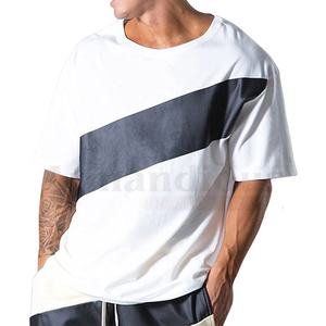 Camiseta de algodón de gran tamaño de lujo para hombre con mangas de hombro caídas Impresión digital personalizada de microfibra elegante - Product Image 1