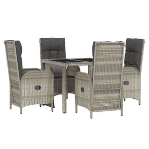 Set da Pranzo da Giardino in Polyrattan Grigio a 5 Pezzi, 4 Posti, Arredamento da Esterno Resistente alle Intemperie, Design Contemporaneo - Product Image 3