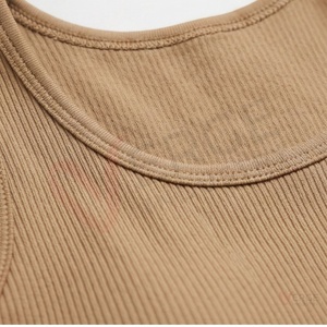 Ensemble 2 pièces pour femme : débardeur beige sans coutures et leggings, col rond, longueur intégrale, vêtements de yoga et de détente - Product Image 4