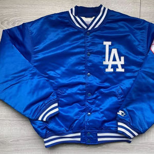 Chaqueta Varsity de Satén Premium para Hombre, Azul Rey 2026, Chaqueta Bomber Retro de Satén de los Dodgers de Los Ángeles con Bordado Tackle Twill, Estilo Urbano - Product Image 1