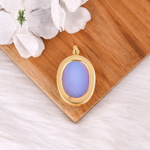 จี้ทองเหลืองชุบทองประดับพลอยโอปอลไฮโดรคลาสสิคสำหรับผู้หญิง - Product Image 5