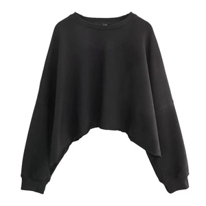 เสื้อฮู้ดครอปท็อปผู้หญิงแบบสวมใส่สบาย ทรงโอเวอร์ไซส์ ซิปยาว ดีไซน์เรียบหรู - Product Image 4
