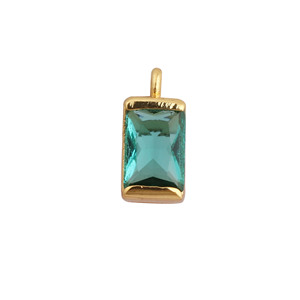 Gold Plated Rectangle Apatite Quartz Charms <b>Emerald</b> Cut Channel Setting Jewelry <b>Pendants</b> Unisex Classic Style - Product Image 5