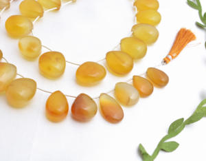 ลูกปัดออนิกซ์สีเหลืองธรรมชาติทรงลูกแพร์ขนาด 8 นิ้ว ลูกปัดออนิกซ์สีเหลืองสำหรับทำเครื่องประดับชั้นดี ลูกปัดพลอยคุณภาพสูง - Product Image 6