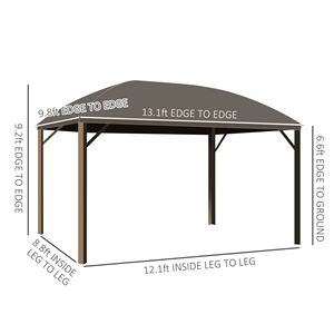 10 'X 13' marrone Hardtop giardino padiglione Gazebo con tende a rete e gancio a soffitto esterno per uso giardino - Product Image 3