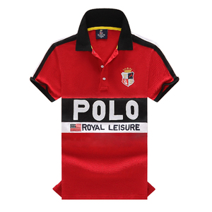 เสื้อโปโลแขนสั้นผู้ชาย Polo Royal Leisure สีดำ แดง ขาว พิมพ์ลายตัวอักษร สไตล์ลำลอง ผ้าถักโพลีเอสเตอร์ ระบายอากาศได้ดี โลโก้ด้านหน้า - Product Image 4