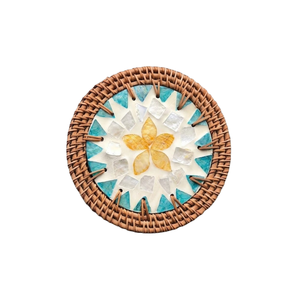 Posavasos de Ratán Natural y Concha Engrosado - Base Protectora Resistente al Calor de Nácar - Vajilla Protectora Premium - Product Image 2