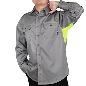 Factory Direct Workplace Safety FR Cotton High Visibility Oil Gas Stain Resistant Long Sleeve 8 OZ <b>Worker</b> <b>Shirts</b> - Product Image 1