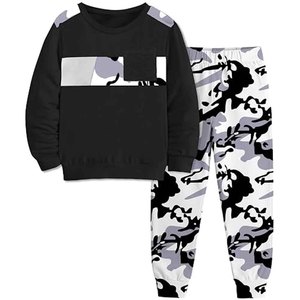 Ensemble de survêtement décontracté à capuche camouflage pour garçons, en polyester, deux pièces, tenue de sport pour enfants, vente en gros - Product Image 2