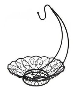 Corbeille à fruits en fil métallique avec crochet pour bananes, vente en gros directe usine OEM ODM, panier de rangement robuste en fil de fer - Product Image 1