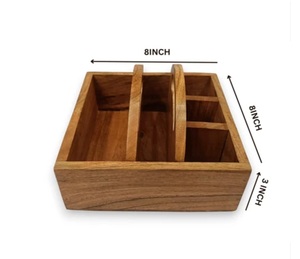 กล่องเก็บของไม้กระถินณรงค์แบบพกพาพร้อมหูหิ้วสำหรับวางบนโต๊ะ - Product Image 4