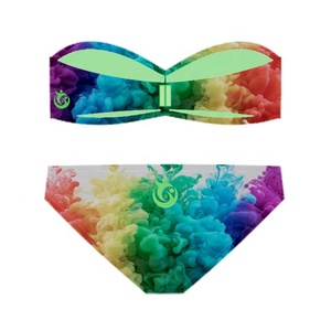 Đầy Màu Sắc Băng Tóc Swimwear Bikini Cầu Vồng Màu Sắc Beachwear Mặt Trời Bảo Vệ 2 Cái Bikini Nóng Sexy Khỏa Thân Modals Mặc Mini Bikini - Product Image 4