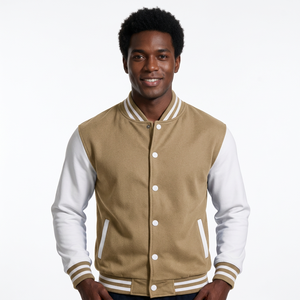 Veste de baseball personnalisée au style universitaire pour les marques de blousons varsity, corps en mélange de laine avec manches contrastées - Product Image 6