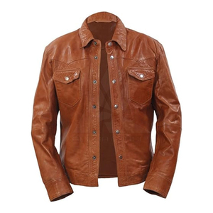 Men's Brown Satin Anti-Wrinkle ODM Casual Moto T-<b>Shirt</b> Full Sleeve Stand Collar Solid Color Winter Wear - Product Image 1