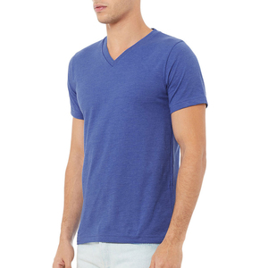 Camiseta Personalizada para Hombre con Cuello en V, Corte Regular, Tela de Felpa de Poliéster/Algodón, Diseño Liso, Posición para Logotipo Frontal, Venta al Por Mayor - Product Image 1