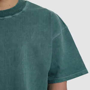 Camisetas de alta calidad 100% algodón con lavado ácido, camisetas de lujo de gran gramaje, logotipo impreso personalizado, corte holgado, camiseta oversize para hombre - Product Image 5