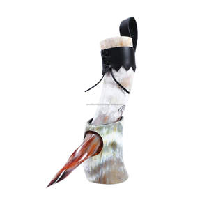 Cuerno de búfalo antiguo más vendido, cuerno para beber vino, estilo Animal raro con soporte para cinturón de cuero fabricado en la India - Product Image 3