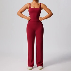 Custom Color Block Women’s Yoga <b>Set</b> <b>Square</b> Neck Sports Bra & High Waist Flared Gym Leggings 2 Piece Fitness <b>Set</b> - Product Image 2