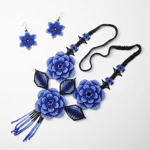 Conjunto de Joyería Artesanal con Cuentas Azules Florales, Hecho a Mano, para Mujer, Estilo Cultural, Elegante y a la Moda, Disponible al Mejor Precio - Product Image 4