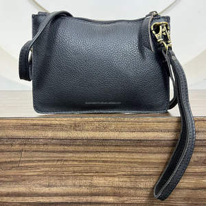 Hand Tooled Genuine Leather Mini <b>Crossbody</b> Handbag Western Cowhide Turquoise & Black Checkered Wristlet Zipper Purse for Women's - Product Image 5