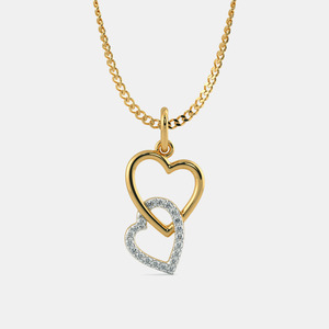 Collar con Colgante de Doble Corazón Entrelazado en Oro Amarillo con Diamante Cultivado en Laboratorio - Product Image 1