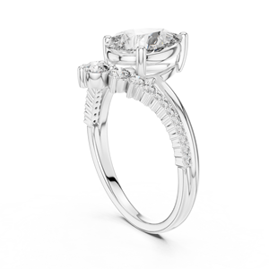 Bague de fiançailles de luxe en alliage d'or jaune 18 carats avec moissanite taille poire et pierres latérales pavées |   Bague de Mariage Élégante pour Femme - Product Image 3