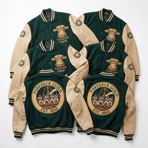 OEM Custom Varsity Letterman Jacket Wool Leather Sleeves Millwrights Guild Millstone Embroidery Mill Pick Patch Brown <b>Coat</b> - Product Image 4