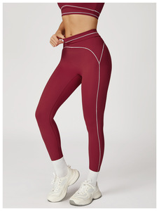 High Waist Knitted Full Length <b>Leggings</b> Solid Color Sporty Stretch Breathable Quick Dry Compression Womens Activewear All Season - Product Image 2