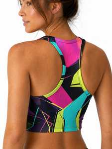 Women Sublimated Quick Dry Sporty <b>Tank</b> <b>Top</b> <b>Racerback</b> Crew Neck High Performance Cotton/polyester Breathable All Day Summer Wear - Product Image 5