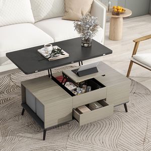 Set di 5 Tavoli Convertibili con Piano Sollevabile per Caffè e Pranzo, con Pouf Contenitori per Uso Multifunzionale - Product Image 4